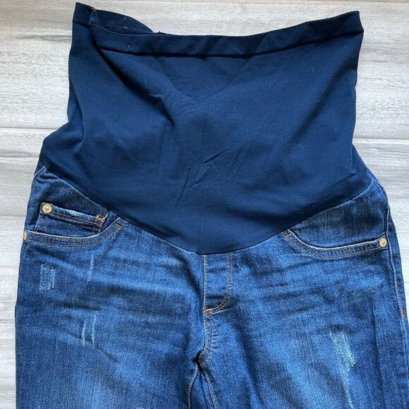 Led Luxe Maternity Jeans Blue With Rips Size 24 - Picture 2 of 4